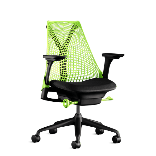 Side view of a Sayl Gaming Chair in Neon from Herman Miller Gaming