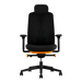Front view of a Herman Miller Vantum Gaming Chair in Helio orange.