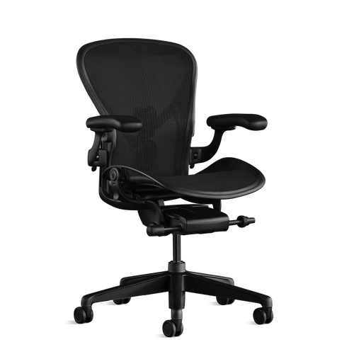 Side view of an Aeron Size B Gaming Chair in Onyx from Herman Miller Gaming