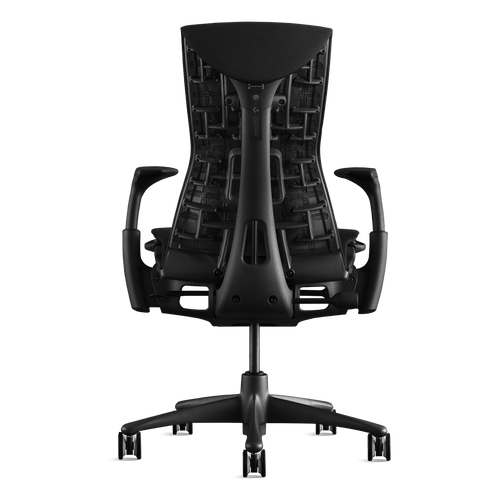 Back view of an Embody Gaming Chair in Black from Herman Miller Gaming