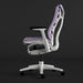 Side view of a purple and white Herman Miller X Logitech Embody gaming chair in Amethyst